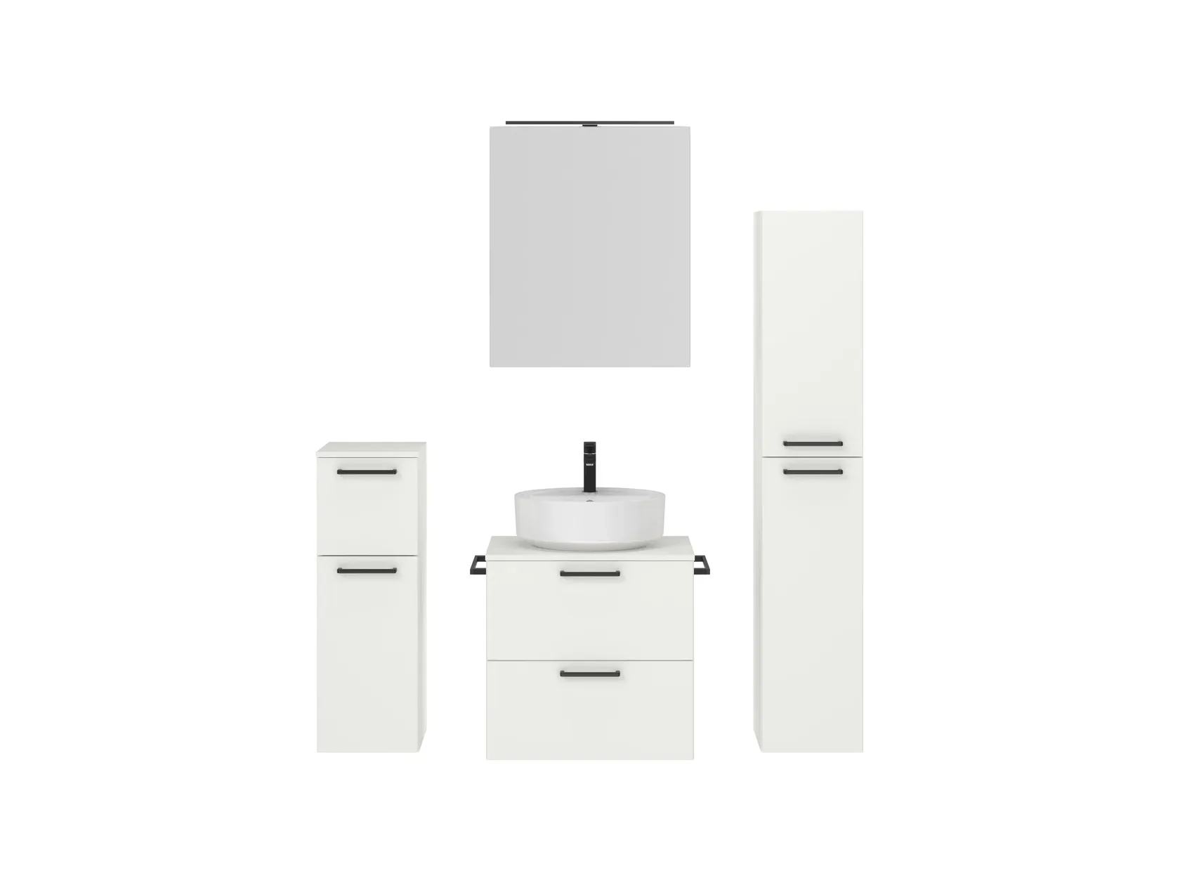 Atlas Ensemble sous vasque avec miroir et colonnes 1