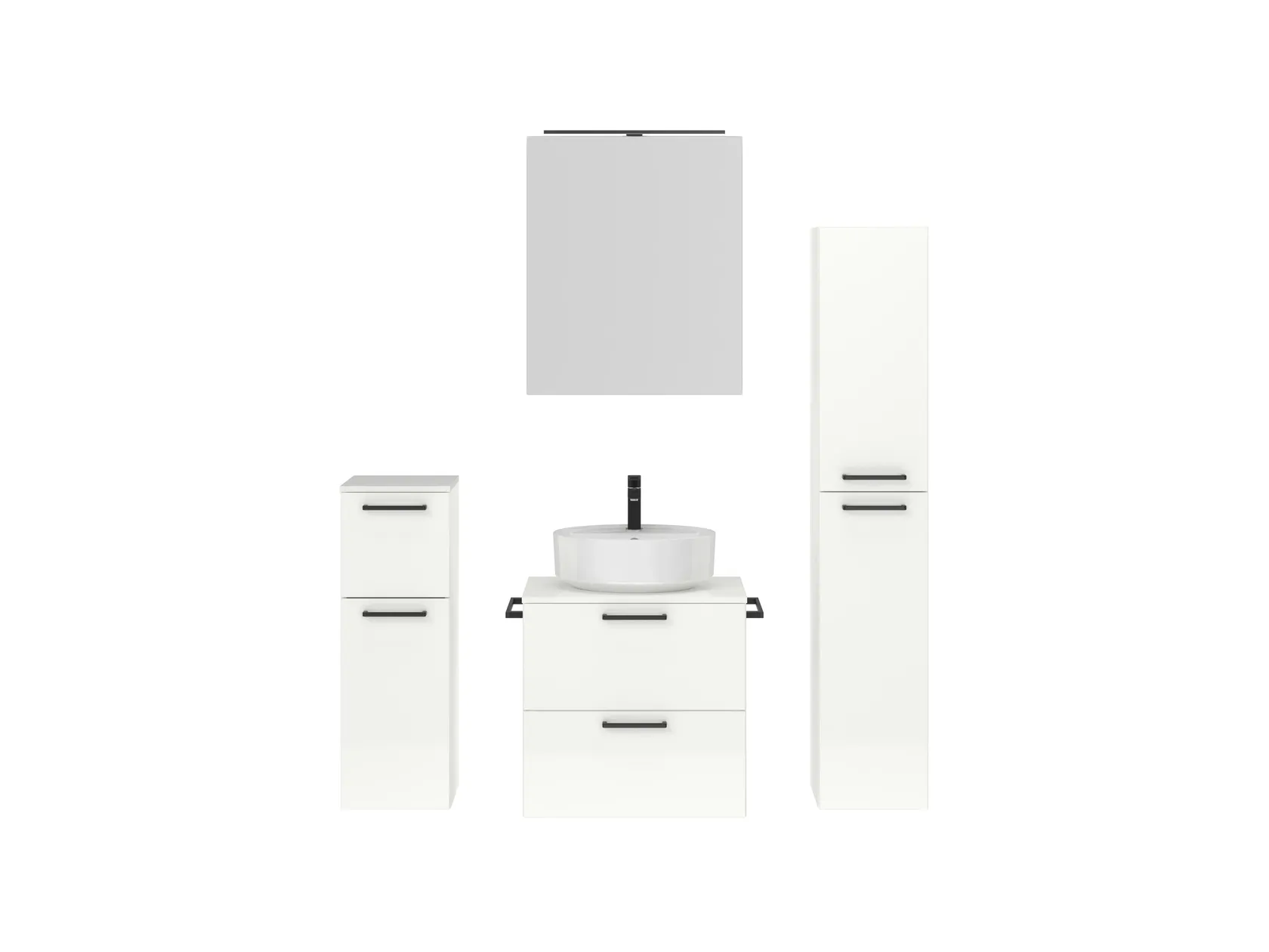 Atlas Ensemble sous vasque avec miroir et colonnes 1