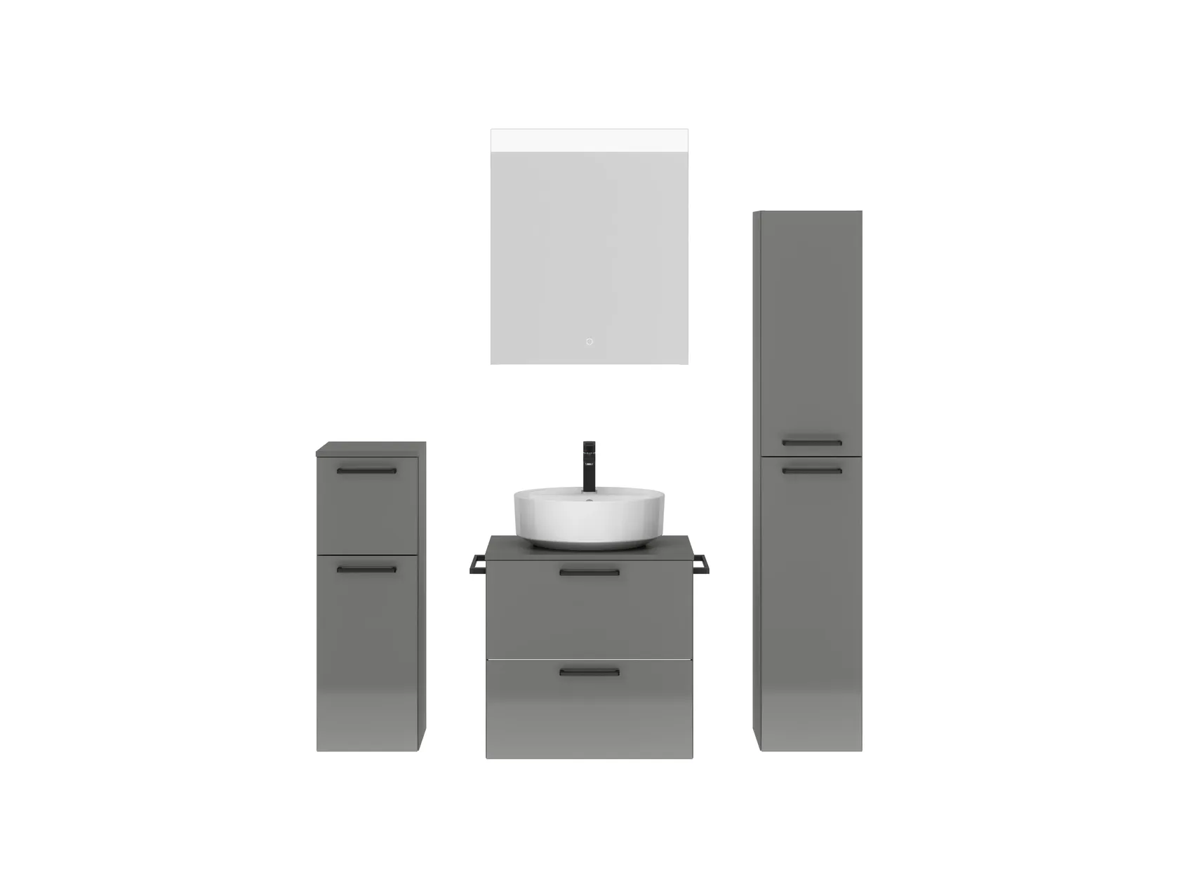 Atlas Ensemble sous vasque avec miroir et colonnes 1