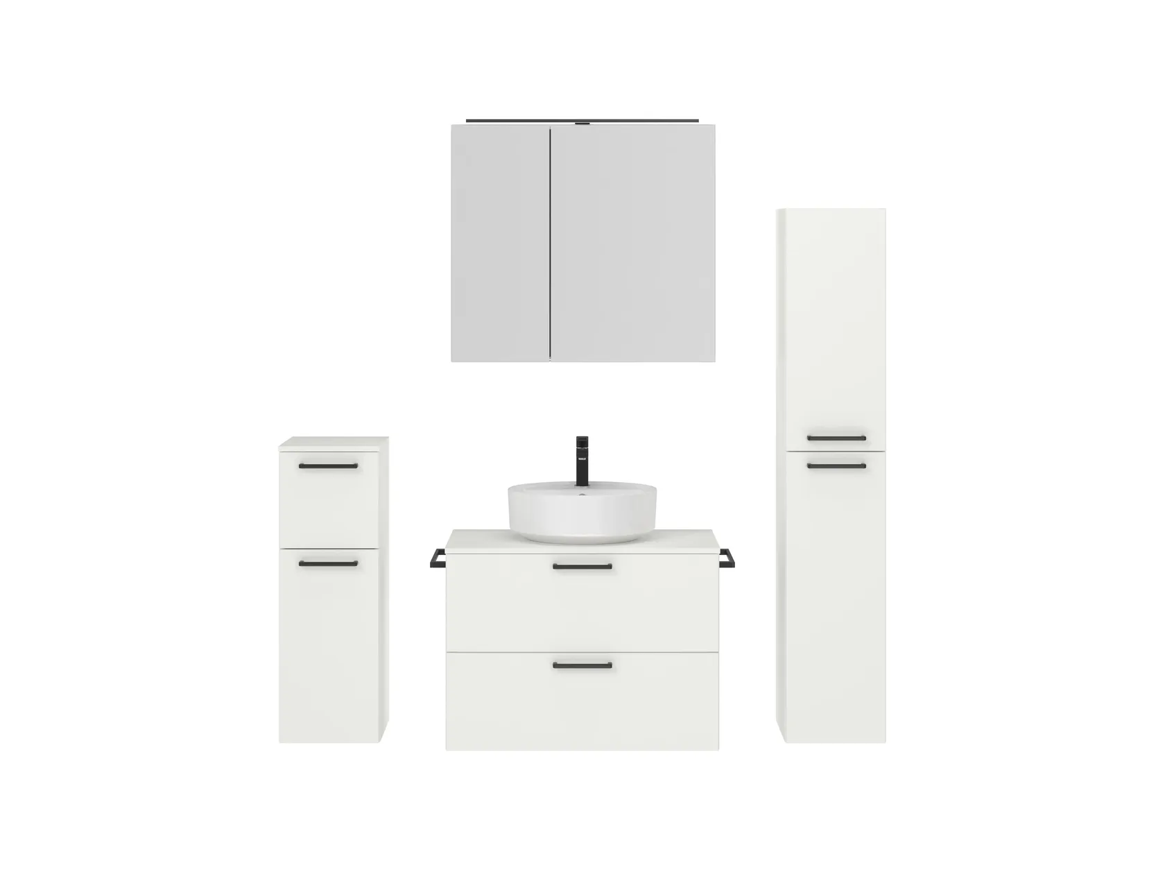 Atlas Ensemble sous vasque avec miroir et colonnes 1