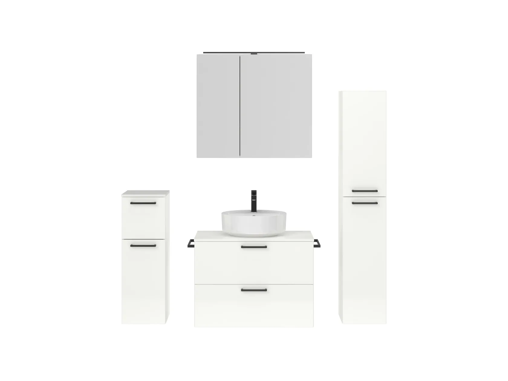 Atlas Ensemble sous vasque avec miroir et colonnes 1