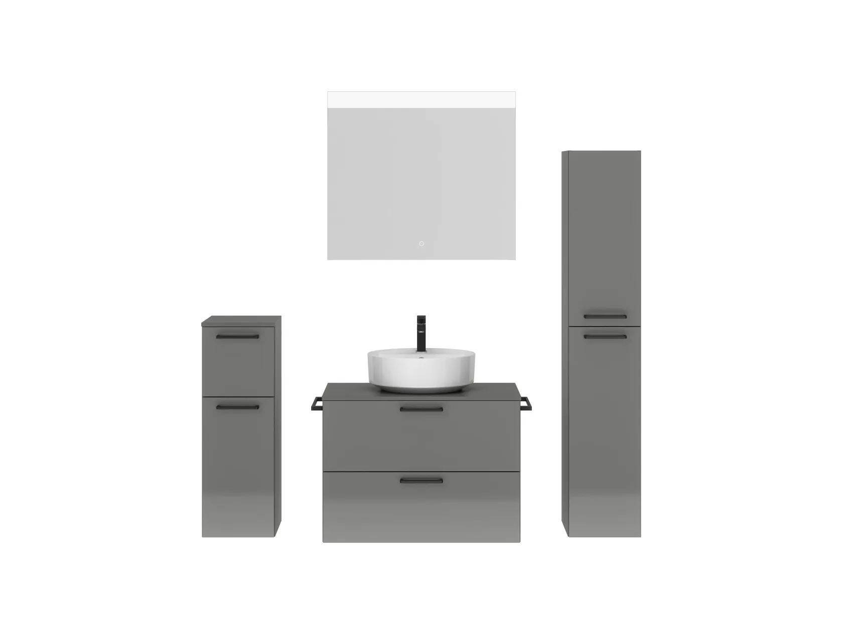 Atlas Ensemble sous vasque avec miroir et colonnes 1