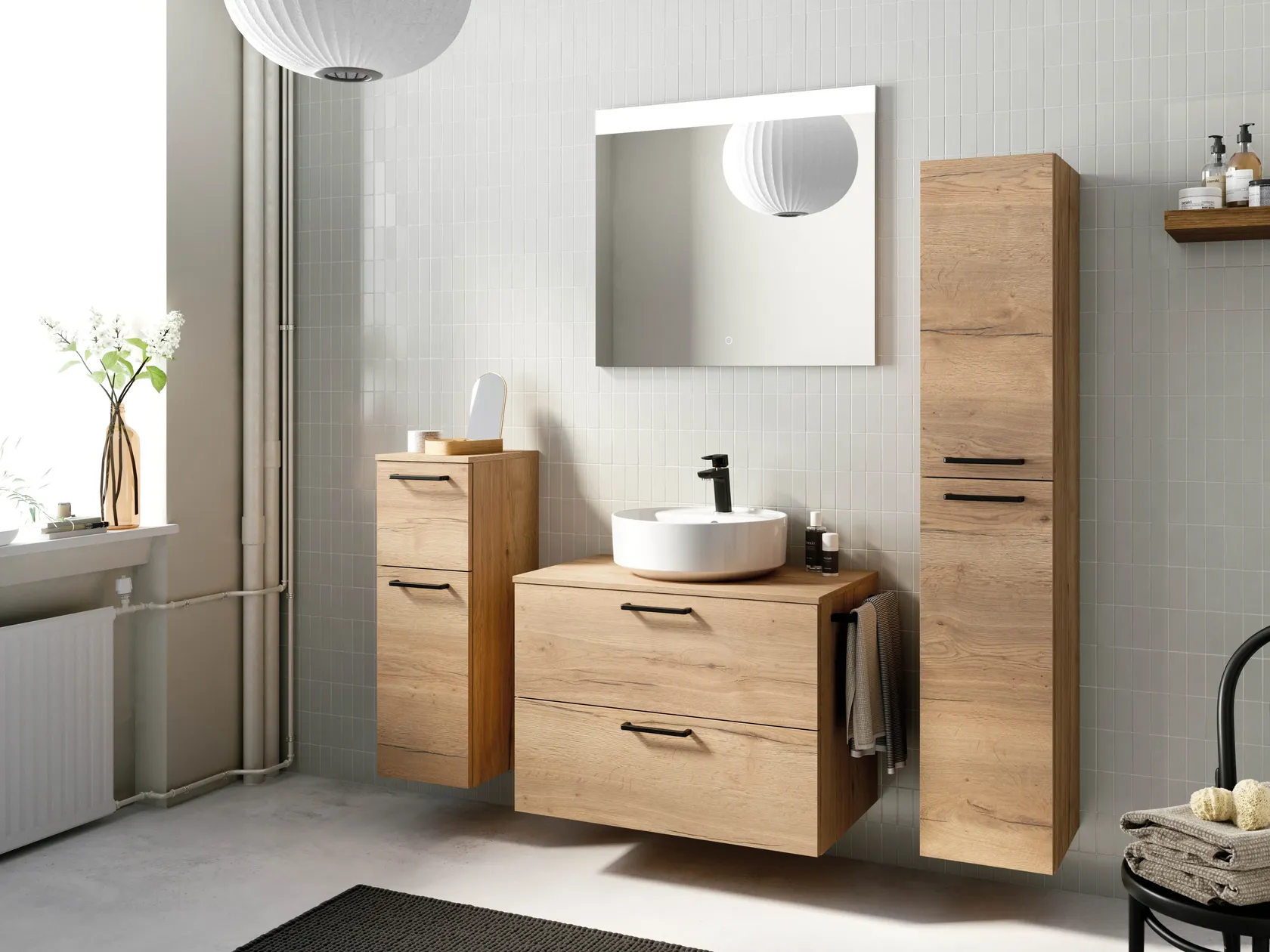 Atlas Ensemble sous vasque avec miroir et colonnes 0