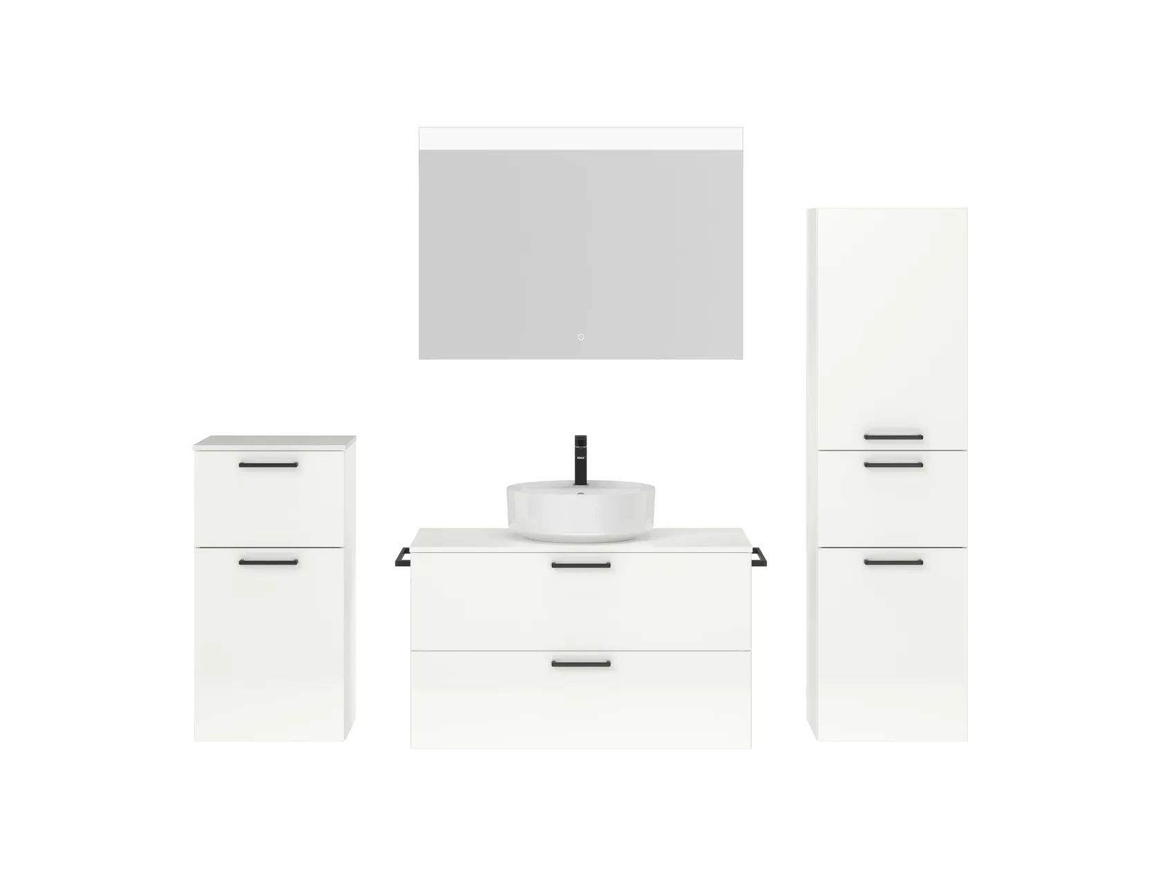 Atlas Ensemble sous vasque avec miroir et colonnes 1