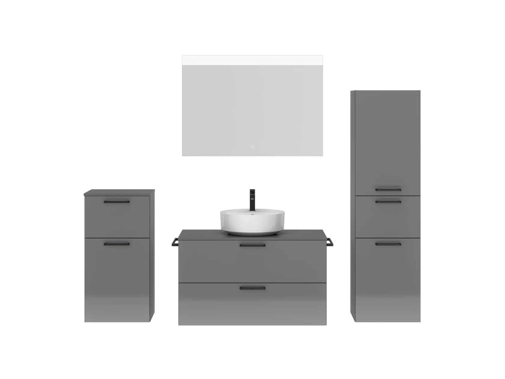 Atlas Ensemble sous vasque avec miroir et colonnes 3