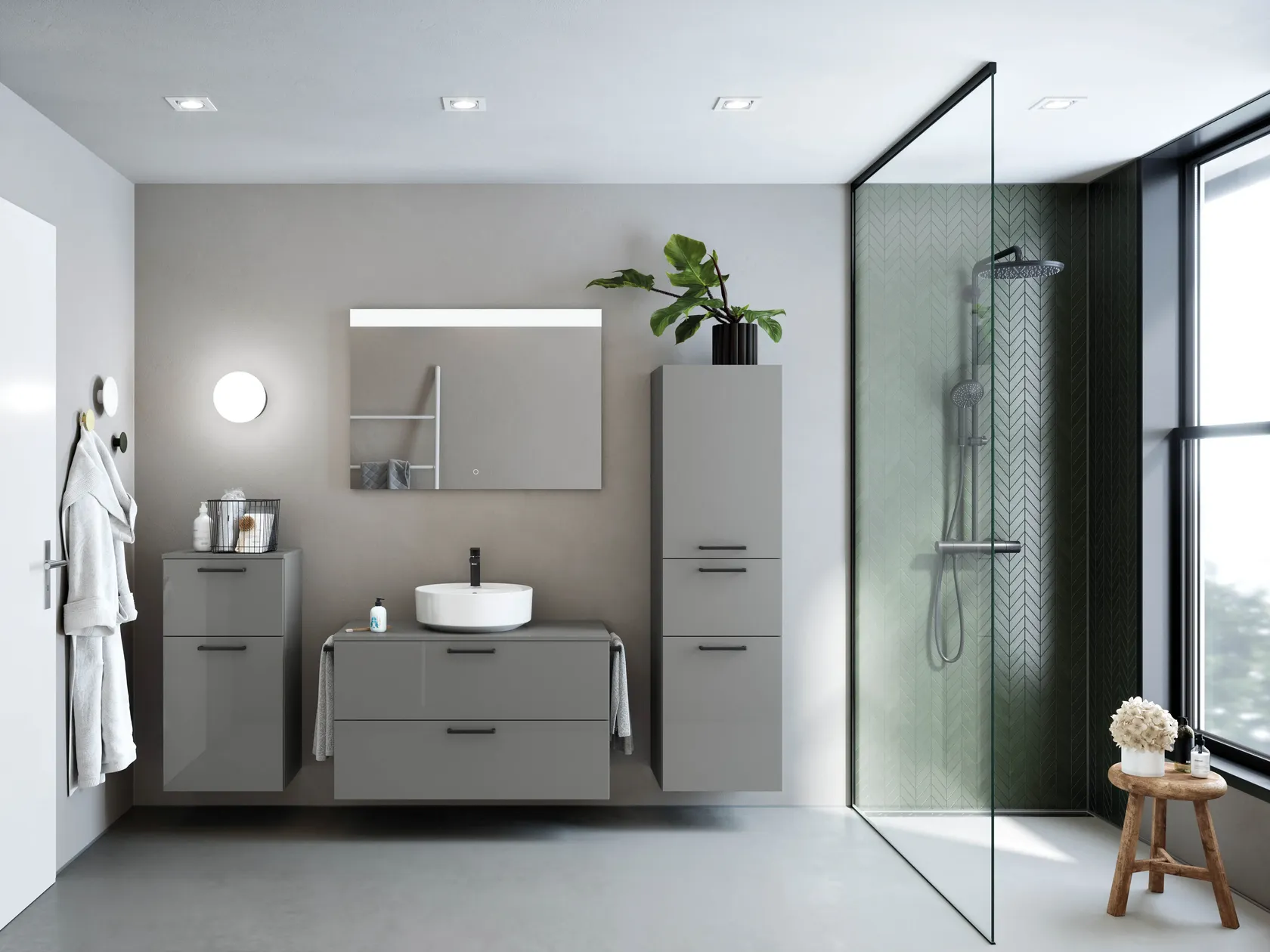 Atlas Ensemble sous vasque avec miroir et colonnes 1