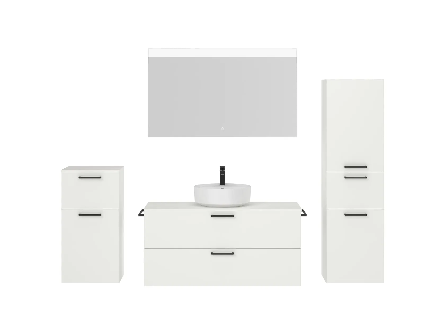 Atlas Ensemble sous vasque avec miroir et colonnes 1