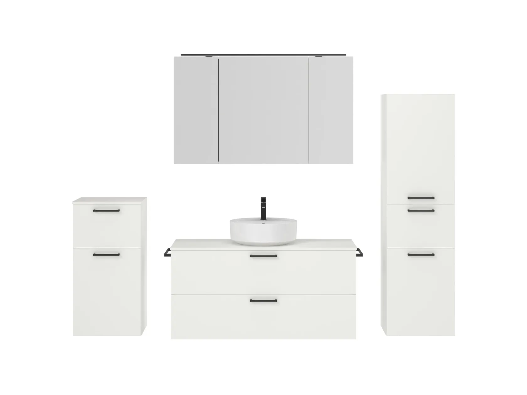 Atlas Ensemble sous vasque avec miroir et colonnes 1