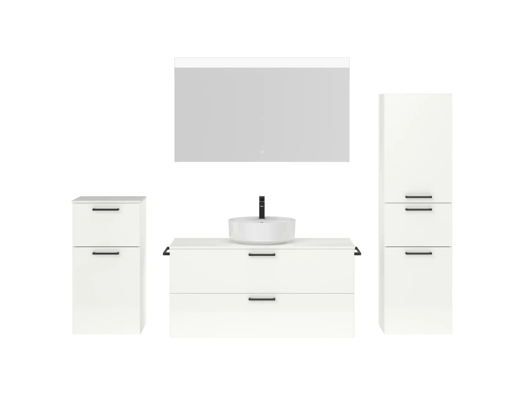 Atlas Ensemble sous vasque avec miroir et colonnes 1