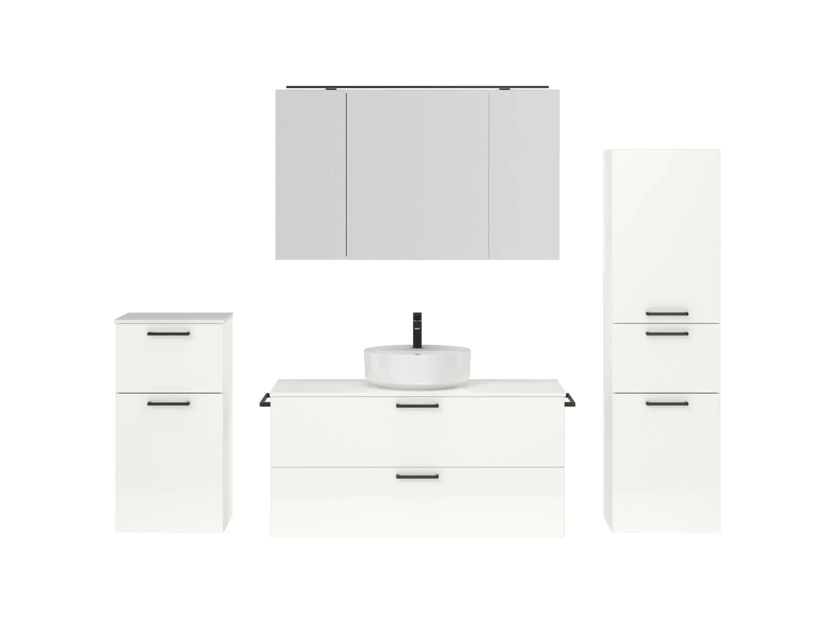 Atlas Ensemble sous vasque avec miroir et colonnes 1