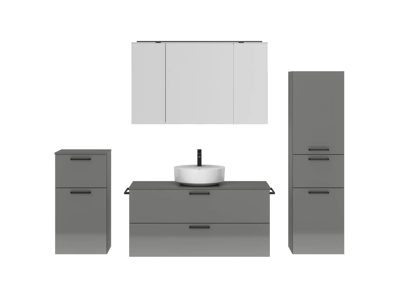 Atlas Ensemble sous vasque avec miroir et colonnes 1