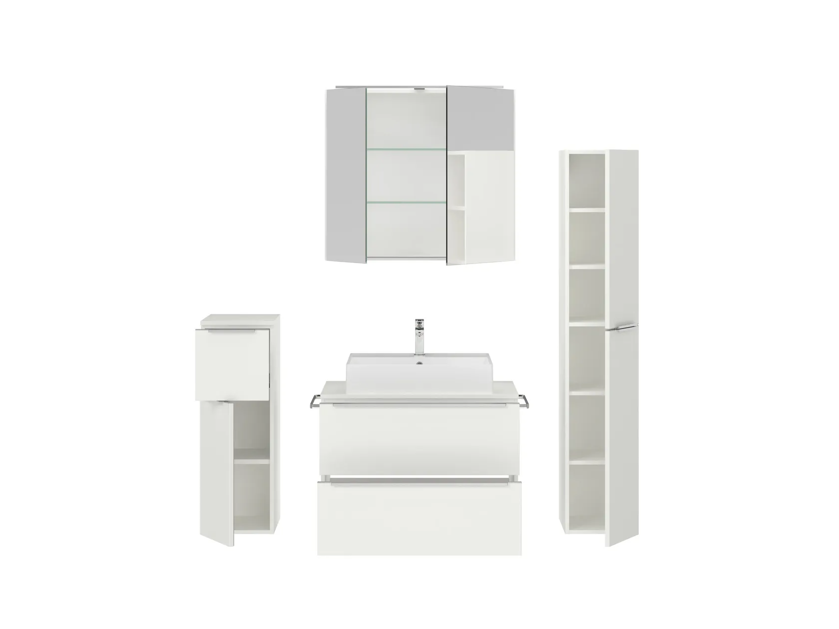 Atlas Ensemble sous vasque avec miroir et colonnes 2