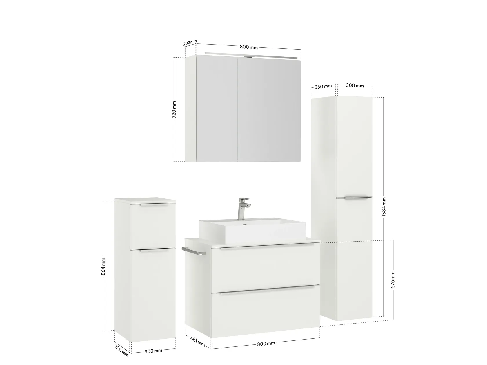 Atlas Ensemble sous vasque avec miroir et colonnes 4
