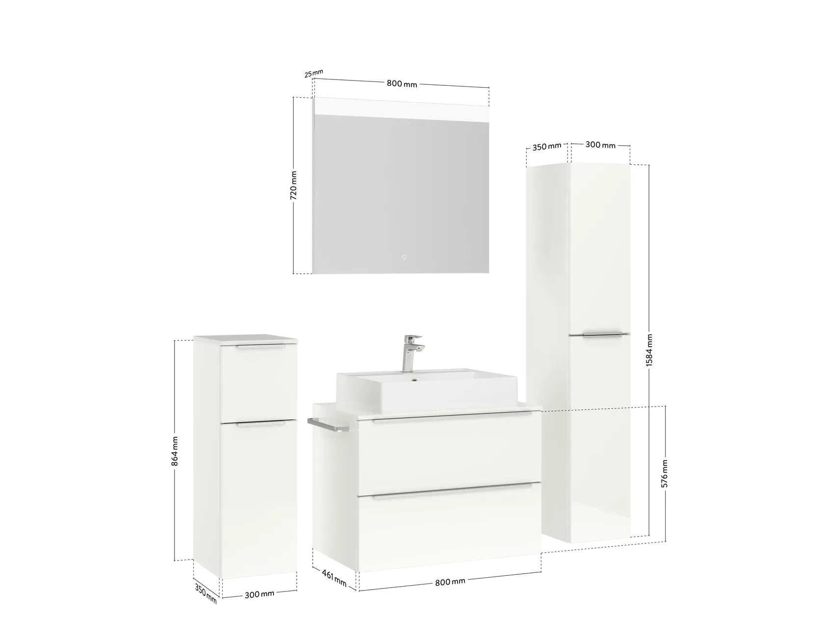 Atlas Ensemble sous vasque avec miroir et colonnes 3