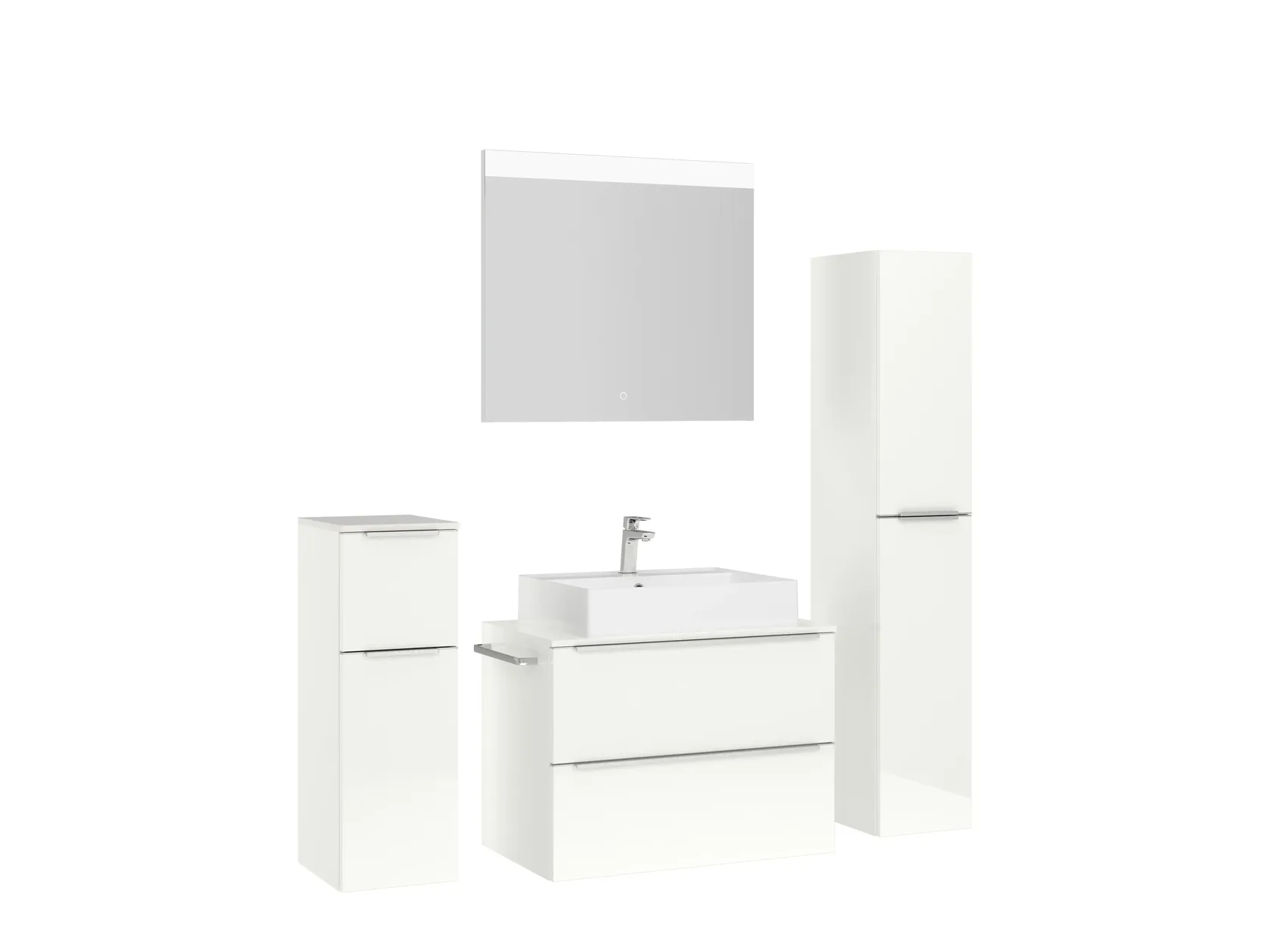 Atlas Ensemble sous vasque avec miroir et colonnes 2