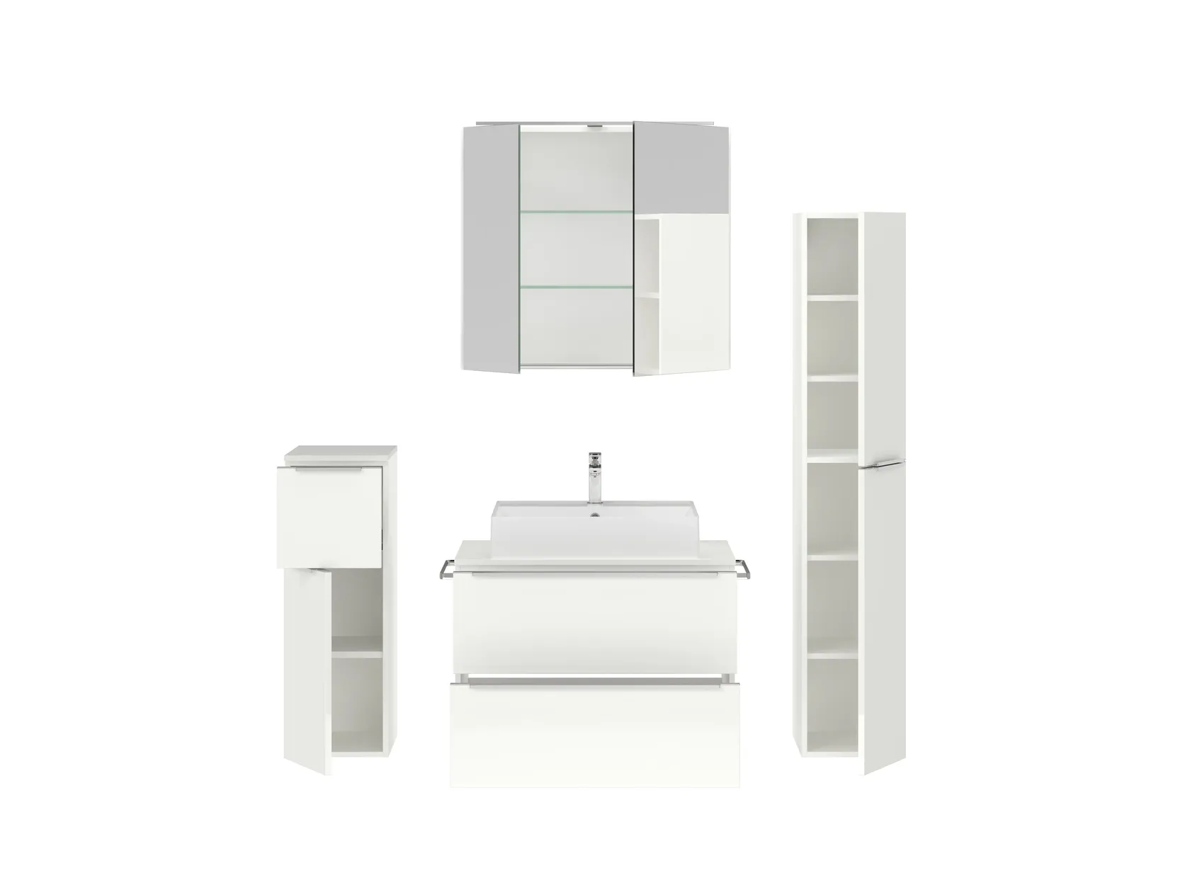 Atlas Ensemble sous vasque avec miroir et colonnes 2
