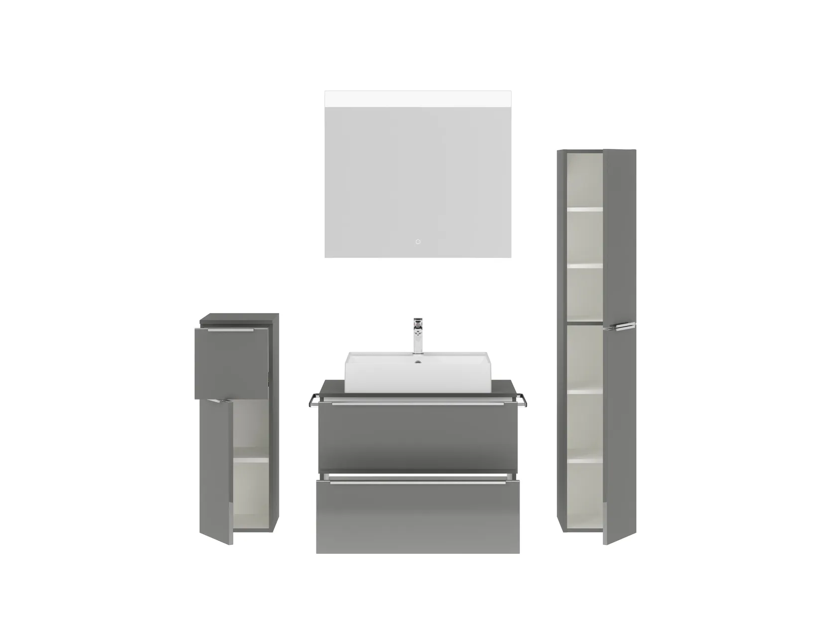 Atlas Ensemble sous vasque avec miroir et colonnes 2