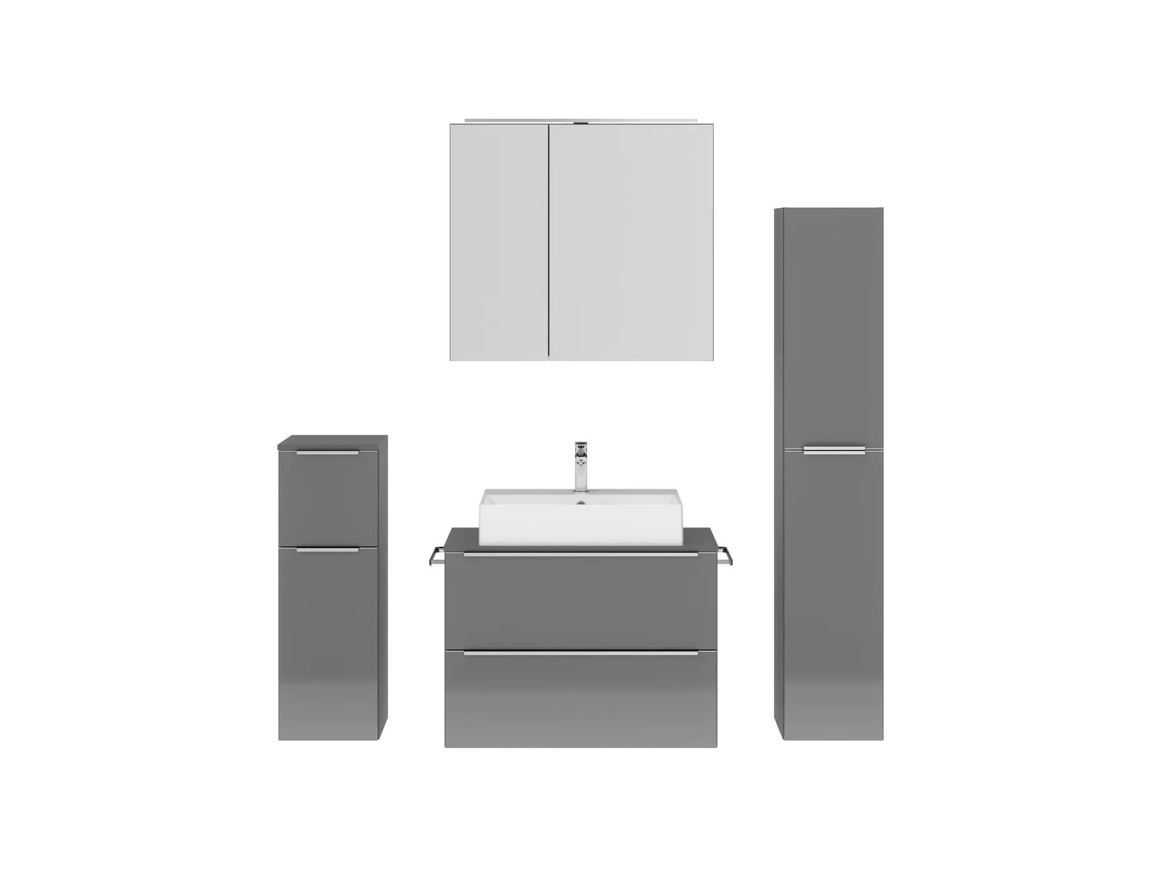 Atlas Ensemble sous vasque avec miroir et colonnes 1