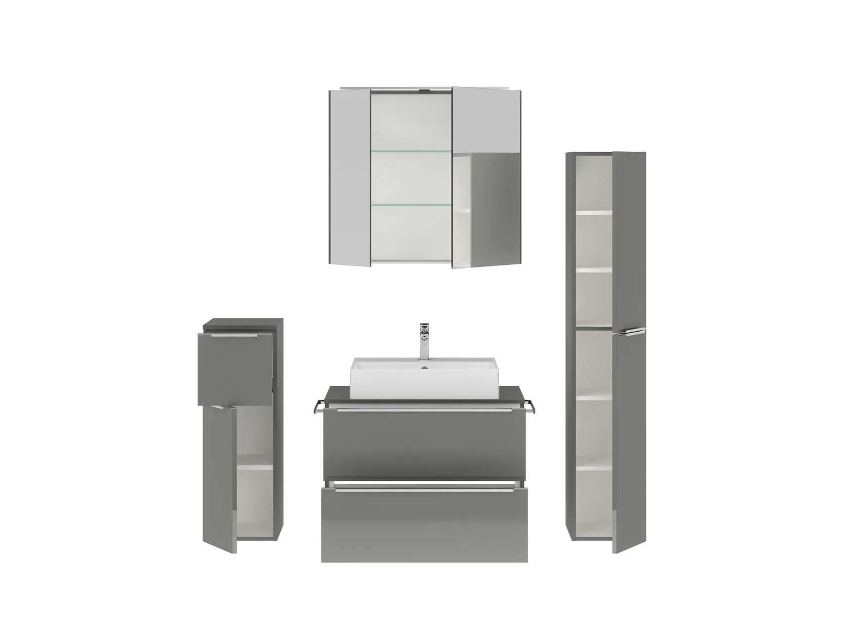 Atlas Ensemble sous vasque avec miroir et colonnes 2