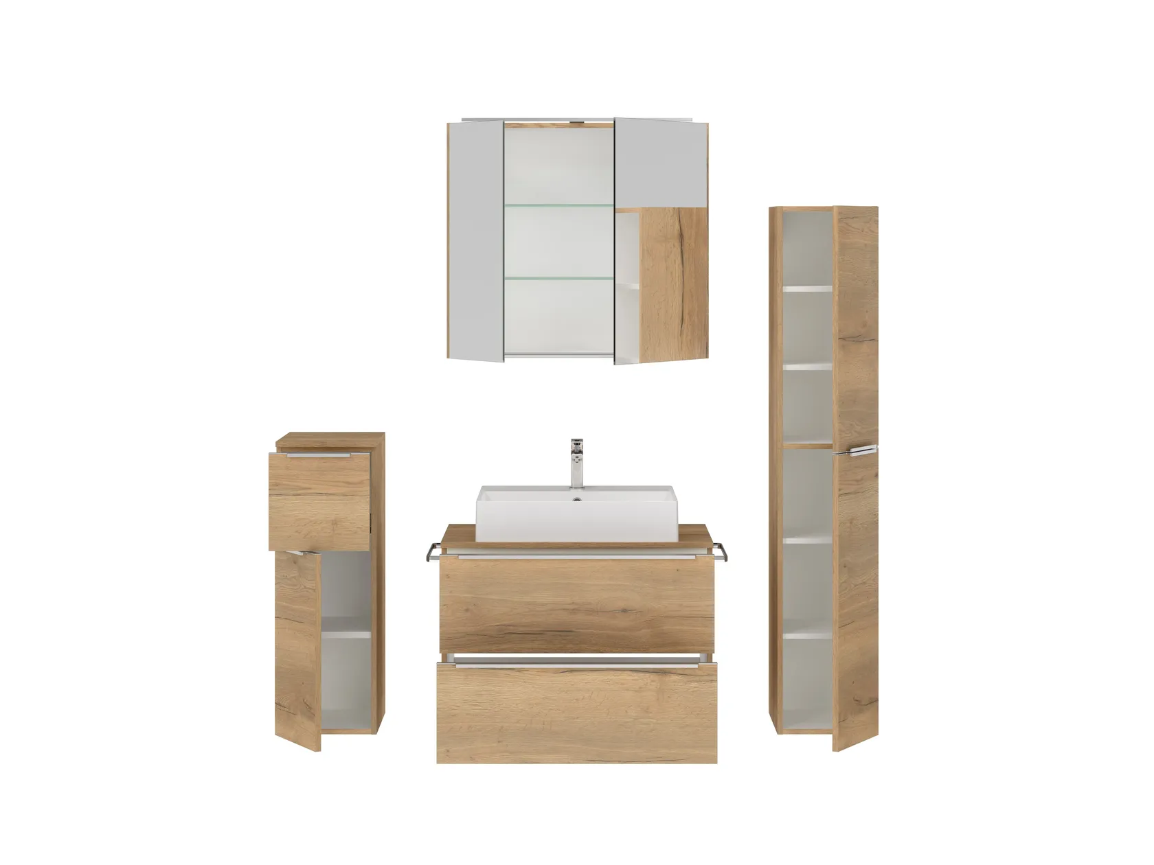 Atlas Ensemble sous vasque avec miroir et colonnes 2