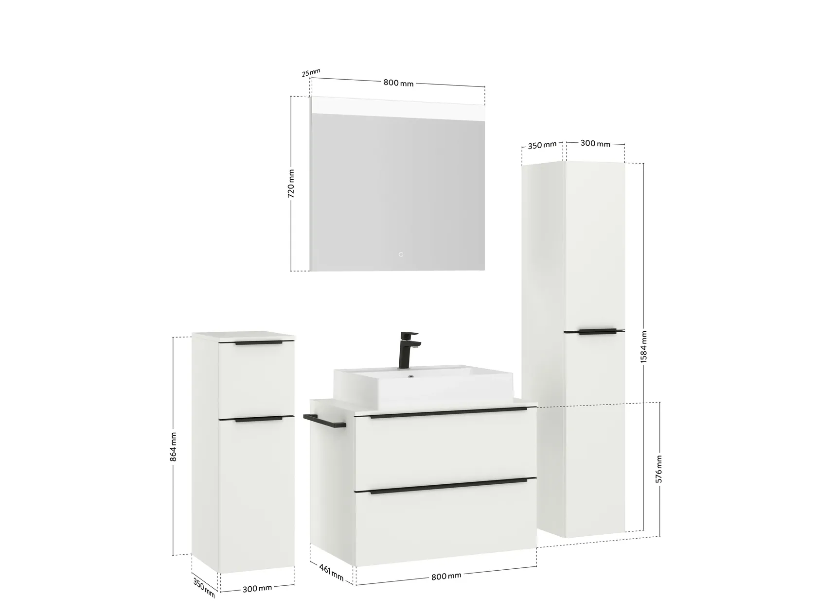 Atlas Ensemble sous vasque avec miroir et colonnes 4