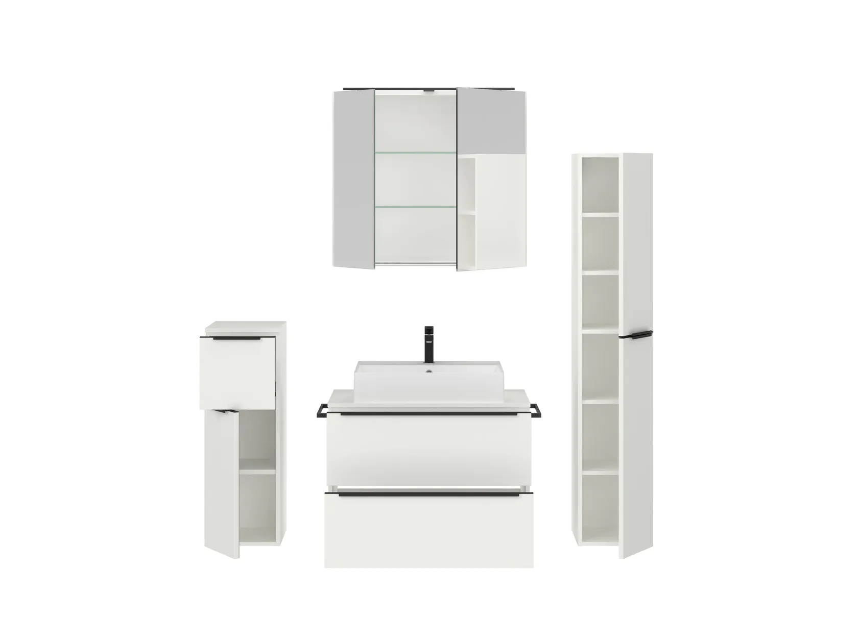 Atlas Ensemble sous vasque avec miroir et colonnes 2