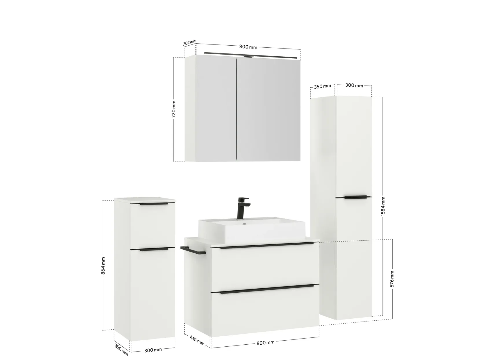 Atlas Ensemble sous vasque avec miroir et colonnes 4