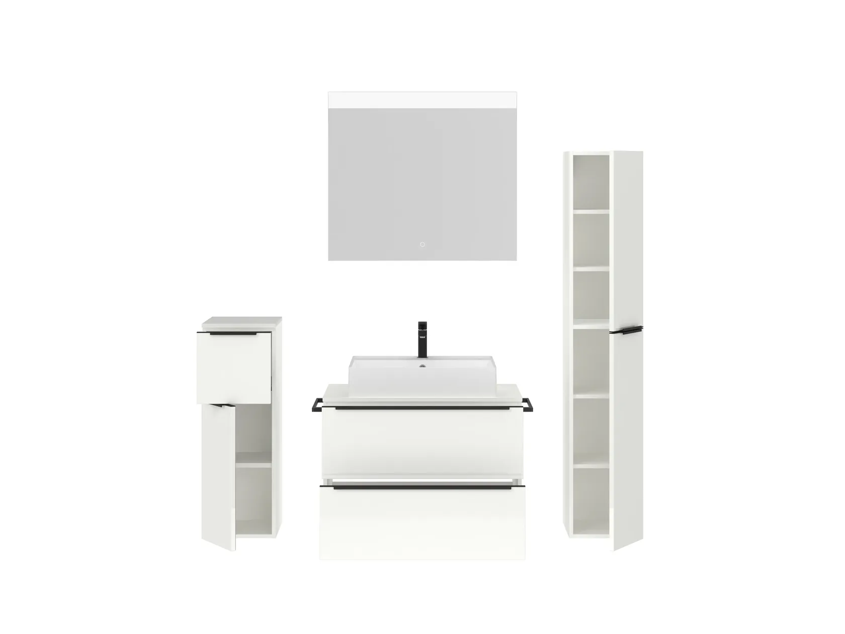 Atlas Ensemble sous vasque avec miroir et colonnes 1