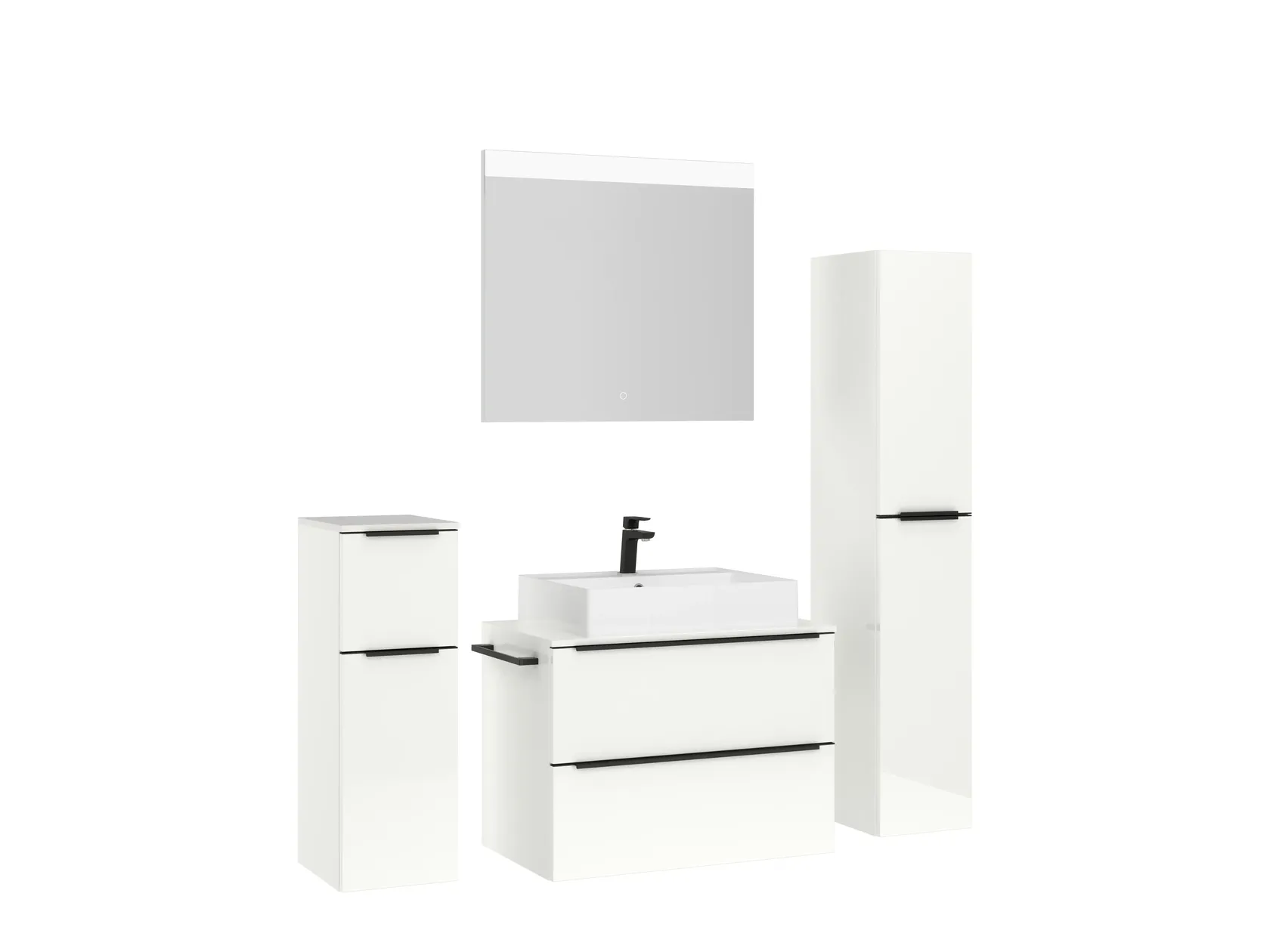 Atlas Ensemble sous vasque avec miroir et colonnes 2