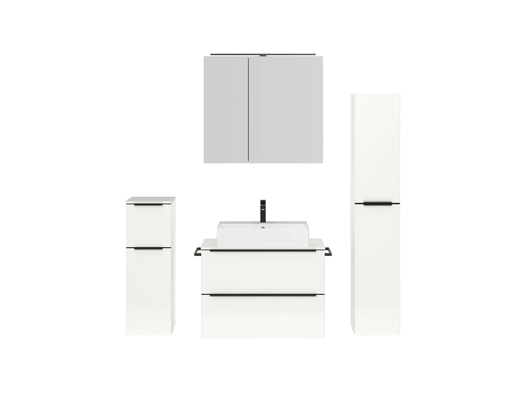 Atlas Ensemble sous vasque avec miroir et colonnes 1