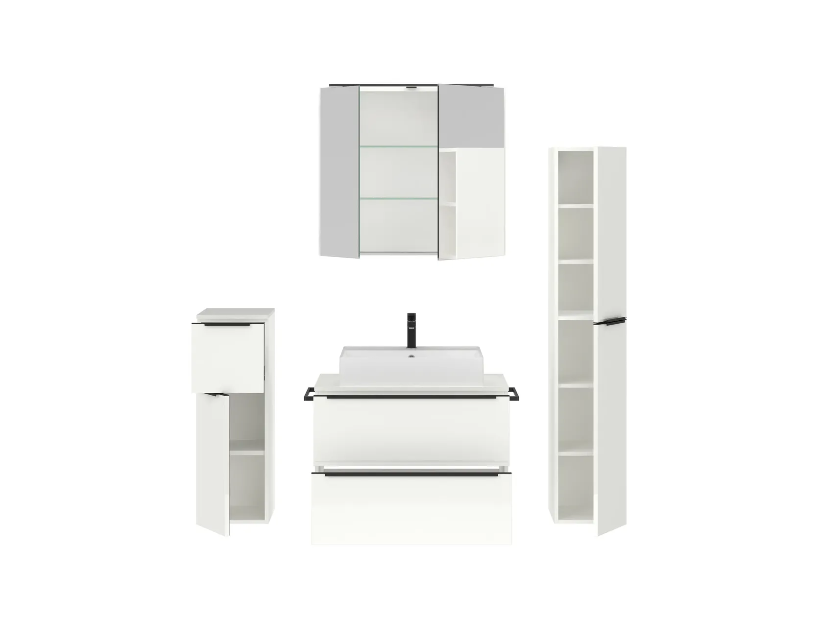 Atlas Ensemble sous vasque avec miroir et colonnes 2