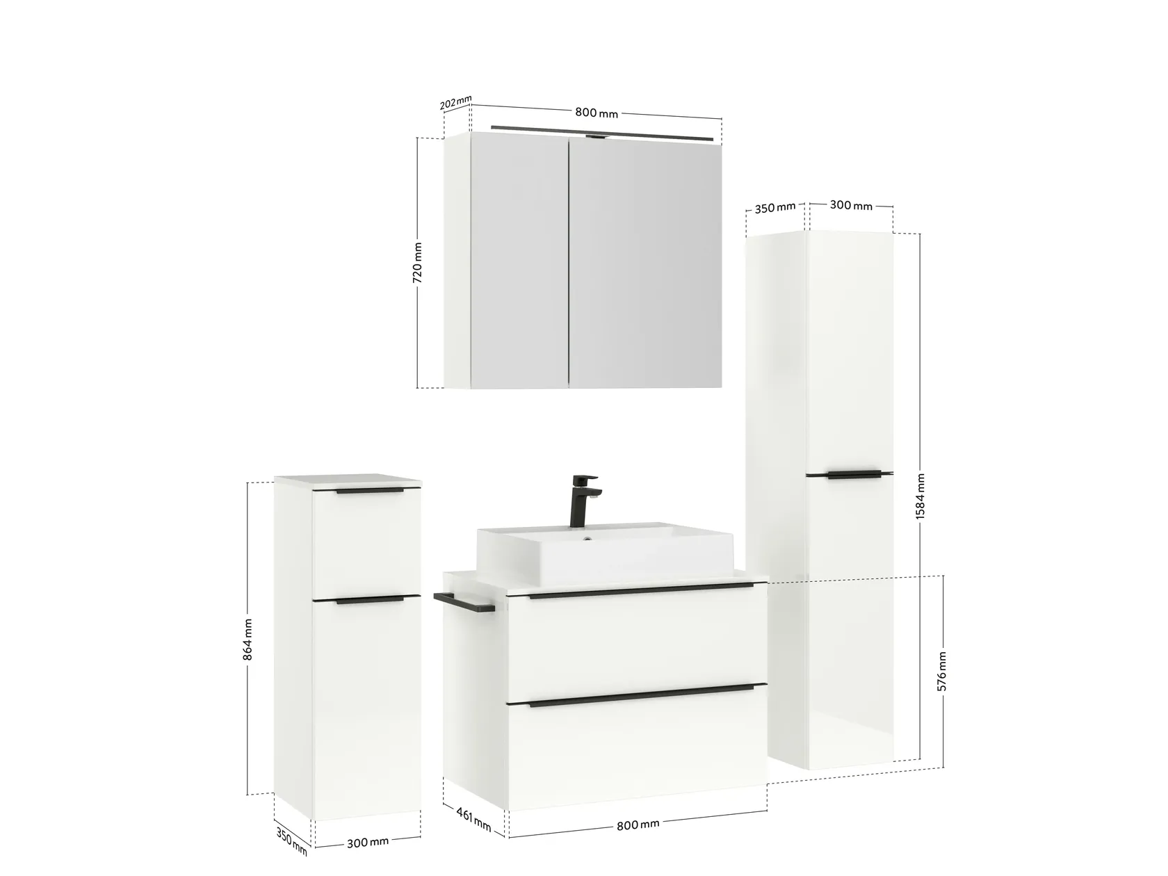 Atlas Ensemble sous vasque avec miroir et colonnes 4