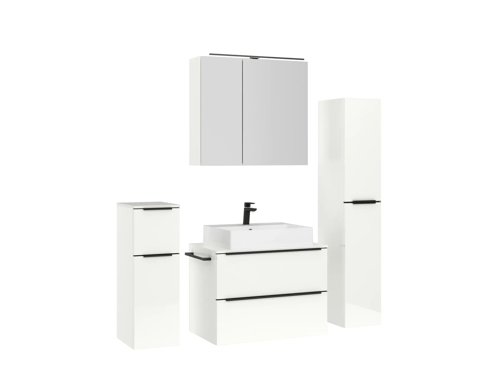 Atlas Ensemble sous vasque avec miroir et colonnes 3