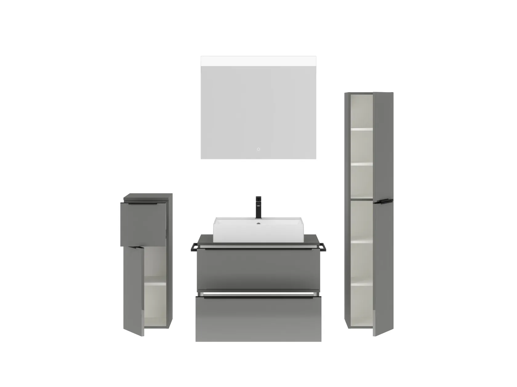 Atlas Ensemble sous vasque avec miroir et colonnes 2