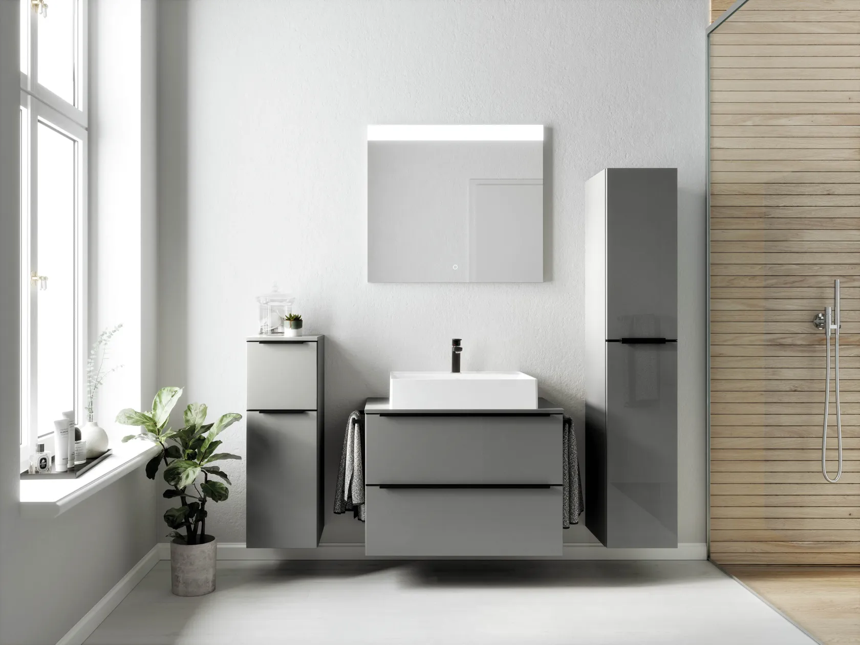 Atlas Ensemble sous vasque avec miroir et colonnes 0