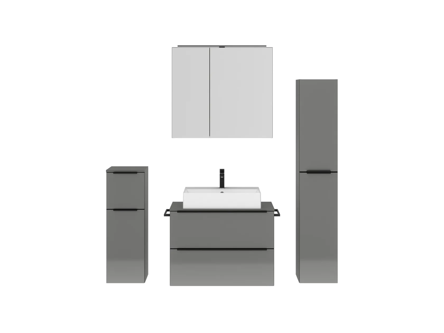 Atlas Ensemble sous vasque avec miroir et colonnes 1