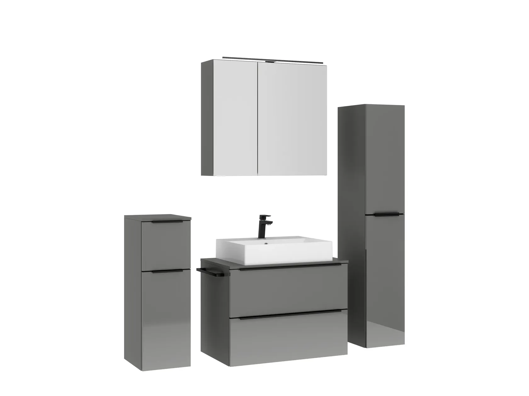 Atlas Ensemble sous vasque avec miroir et colonnes 3