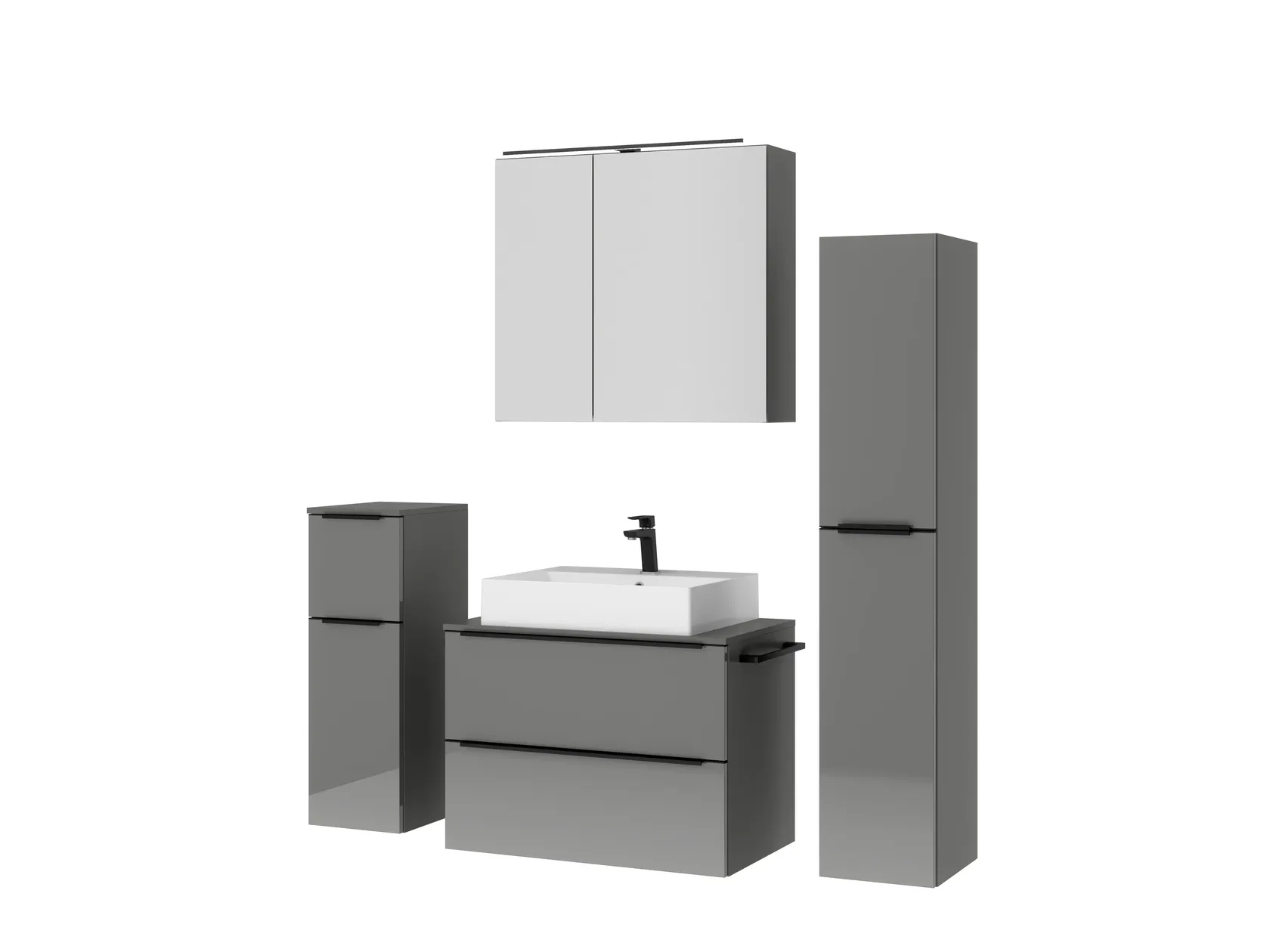 Atlas Ensemble sous vasque avec miroir et colonnes 5