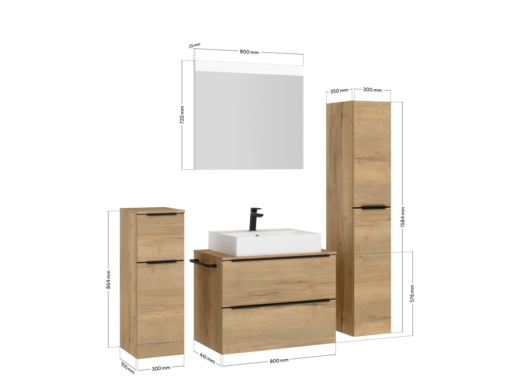 Atlas Ensemble sous vasque avec miroir et colonnes 4