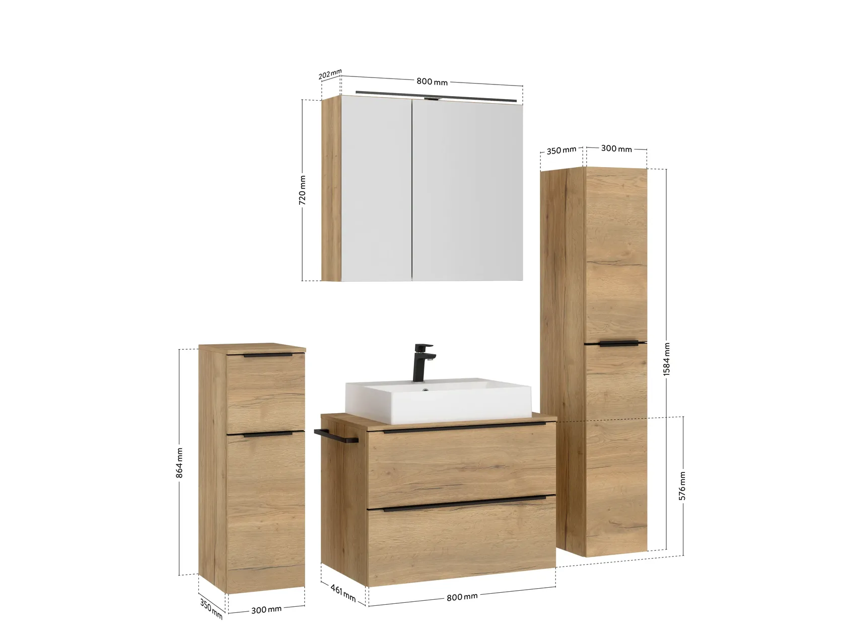 Atlas Ensemble sous vasque avec miroir et colonnes 4