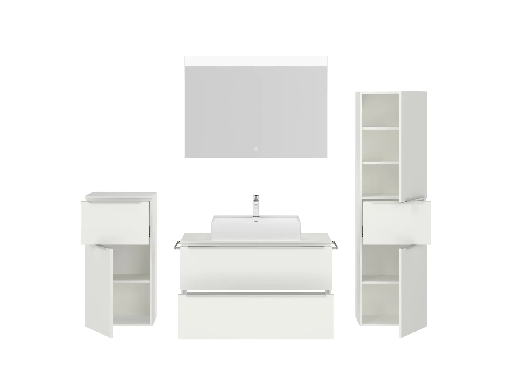 Atlas Ensemble sous vasque avec miroir et colonnes 2