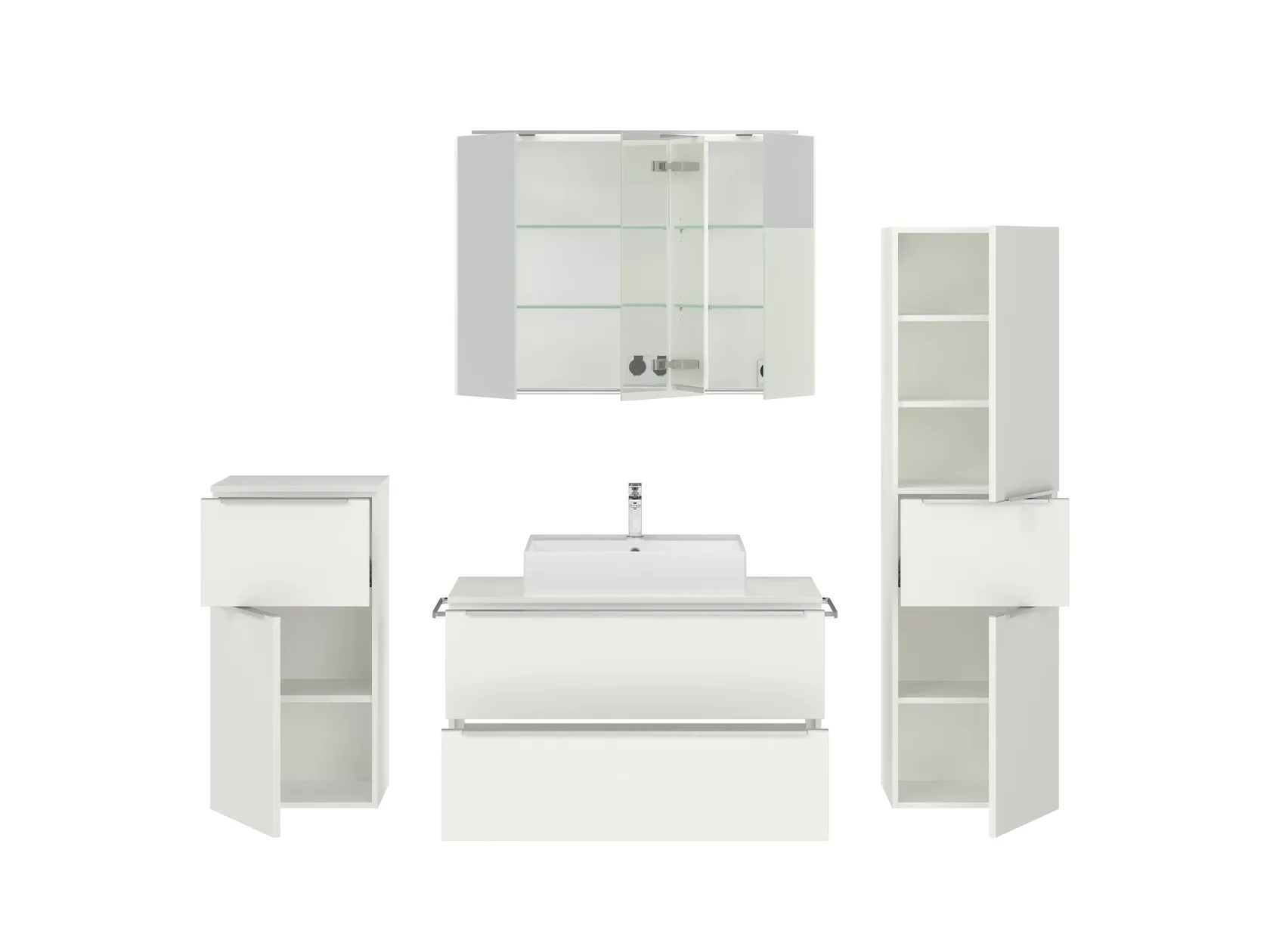 Atlas Ensemble sous vasque avec miroir et colonnes 2