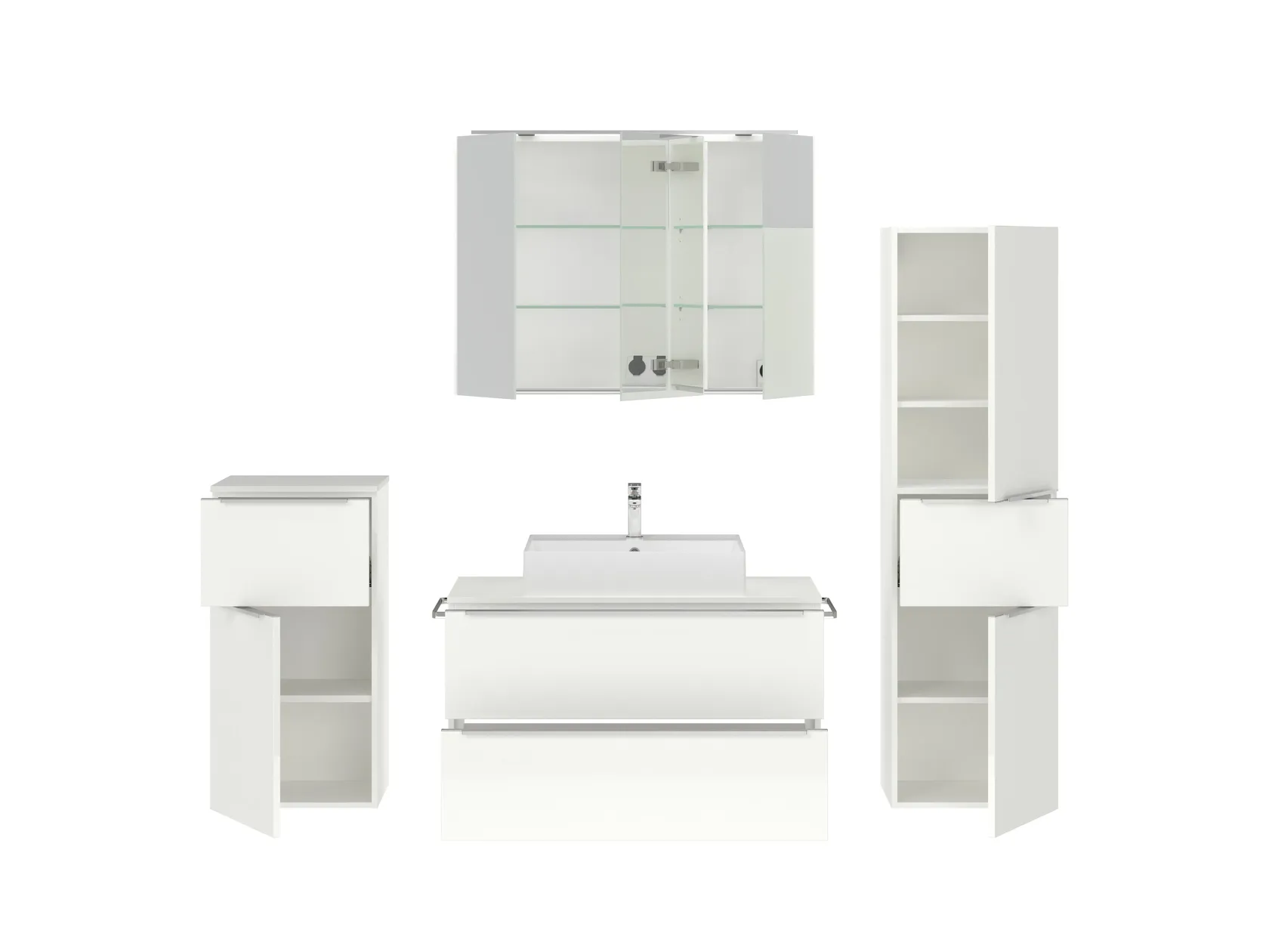 Atlas Ensemble sous vasque avec miroir et colonnes 2