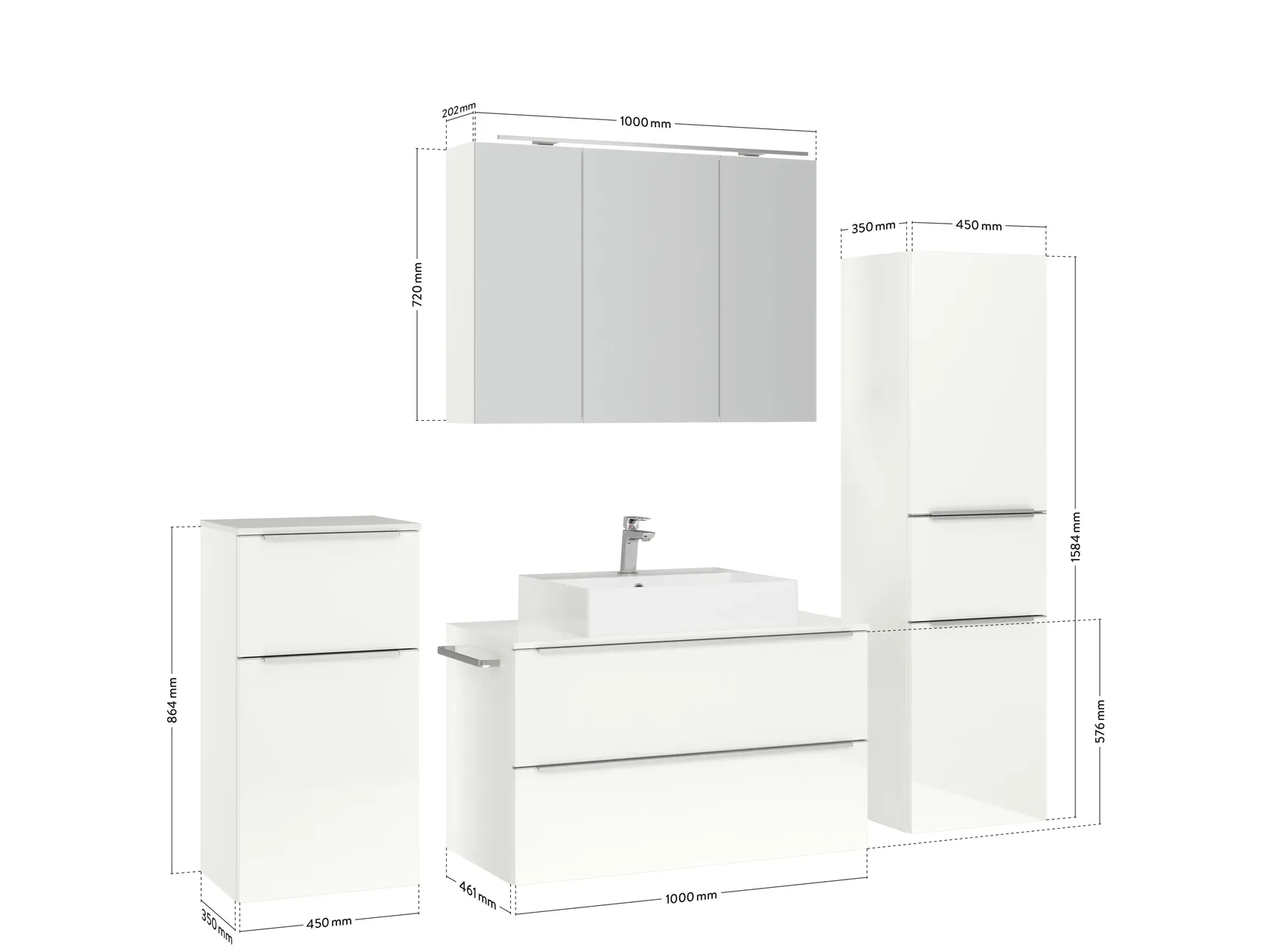 Atlas Ensemble sous vasque avec miroir et colonnes 4