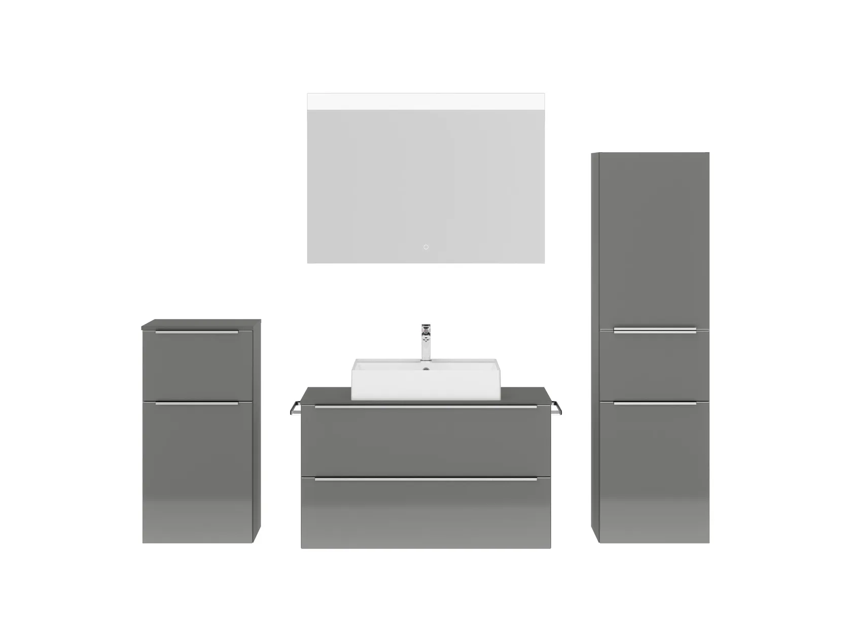 Atlas Ensemble sous vasque avec miroir et colonnes 1