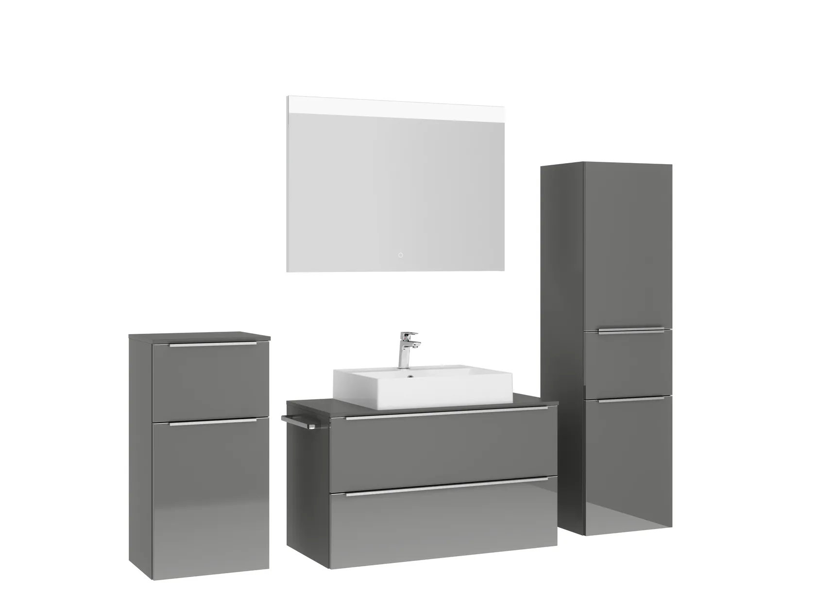 Atlas Ensemble sous vasque avec miroir et colonnes 3