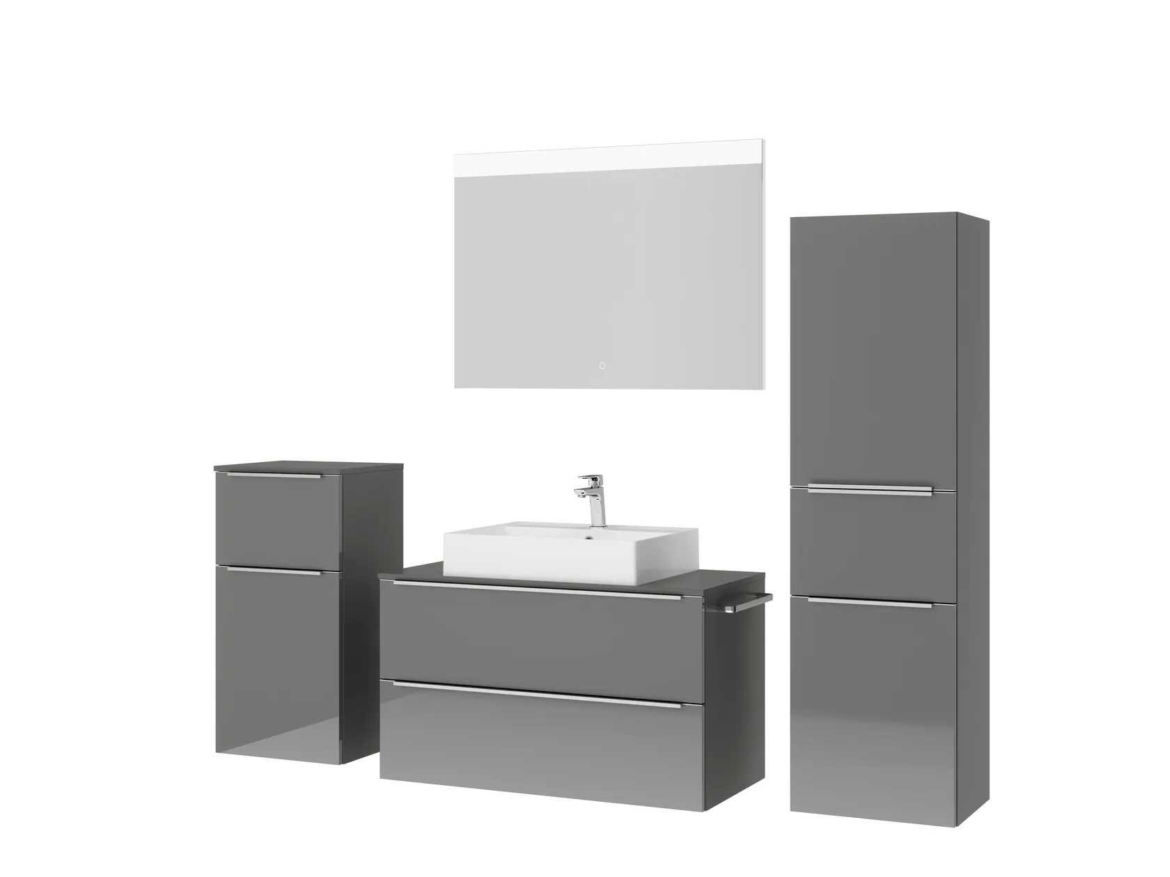 Atlas Ensemble sous vasque avec miroir et colonnes 5