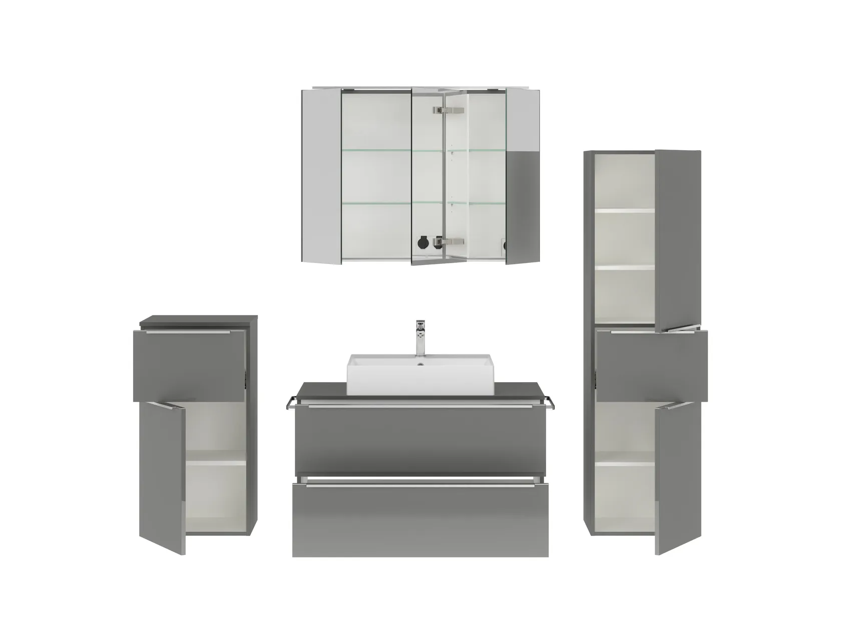 Atlas Ensemble sous vasque avec miroir et colonnes 2