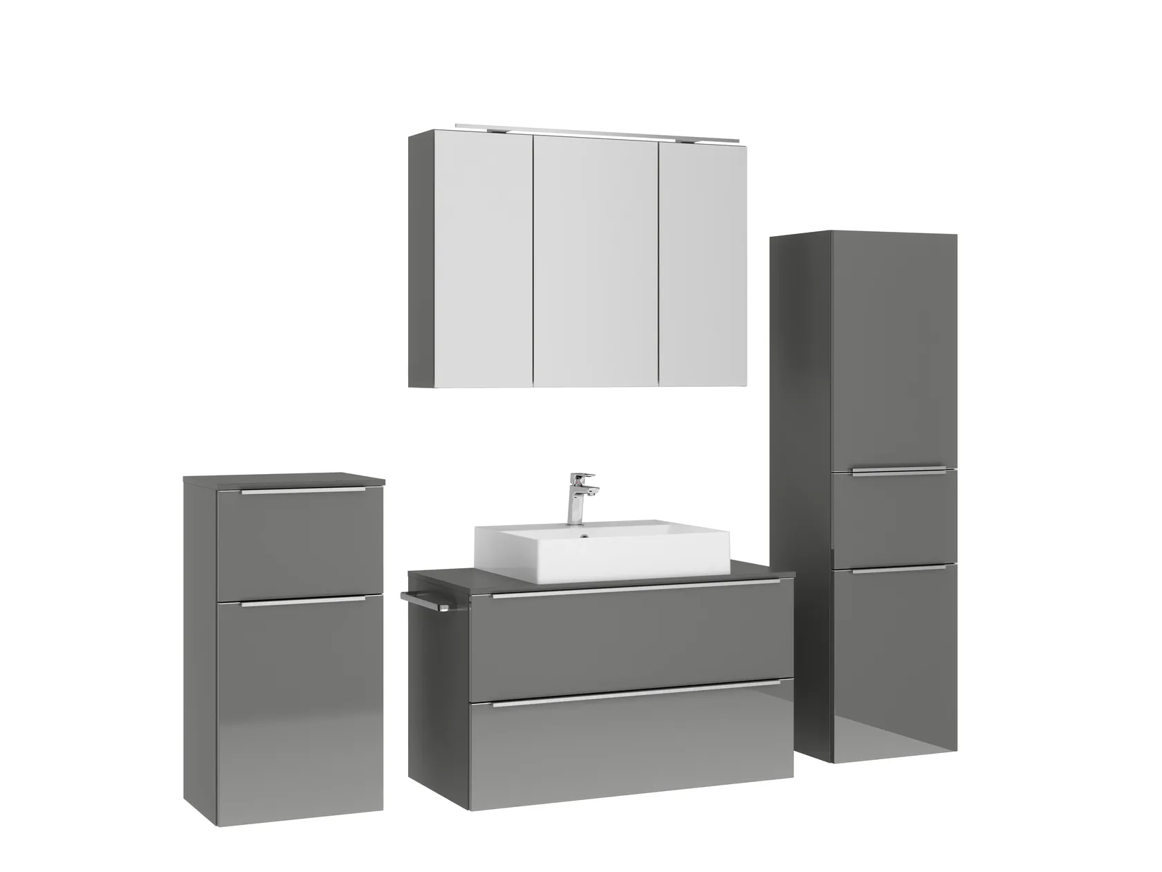 Atlas Ensemble sous vasque avec miroir et colonnes 3