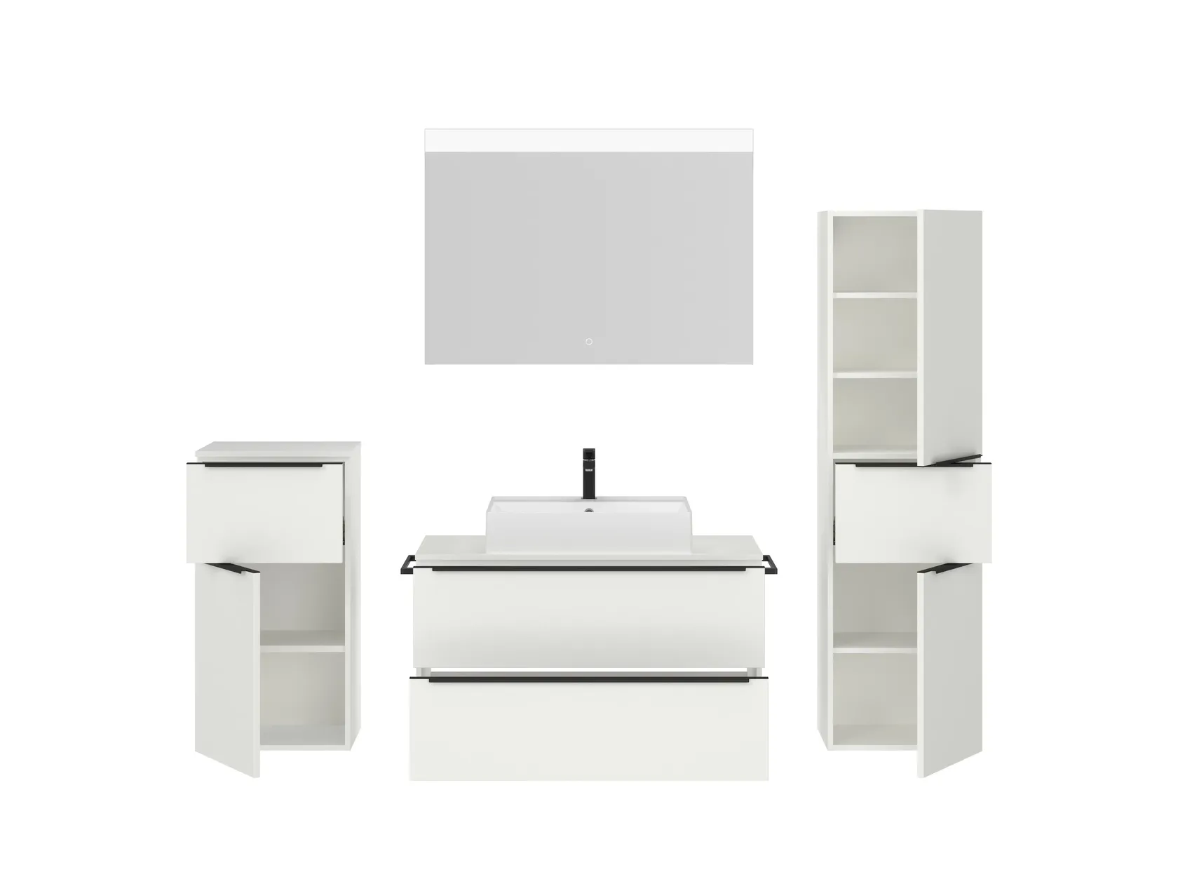 Atlas Ensemble sous vasque avec miroir et colonnes 2